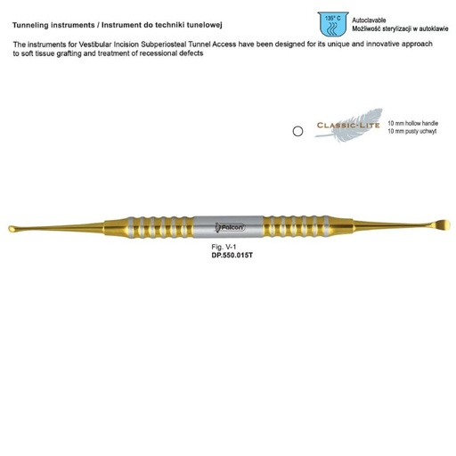 [DP.550.015T] Classic-Lite Tunneling instrument de fig. V-1, TIN coated
