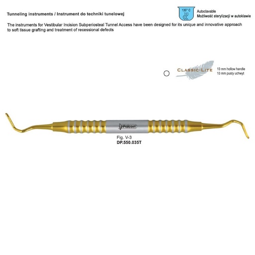 [DP.550.035T] Classic-Lite Tunneling instrument de fig. V-3, TIN coated