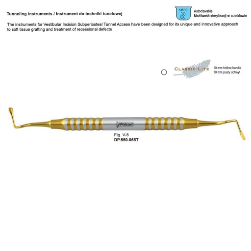 [DP.550.065T] Classic-Lite Tunneling instrument de fig. V-6, TIN coated