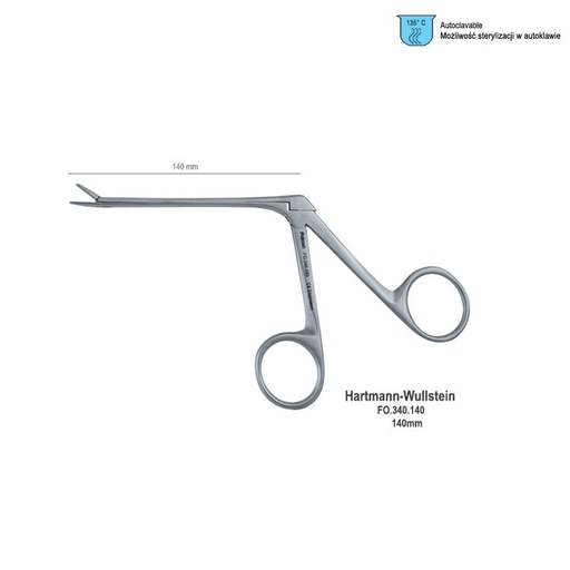 [FO.340.140] Forceps aural Hartmann serrated 140mm shaft