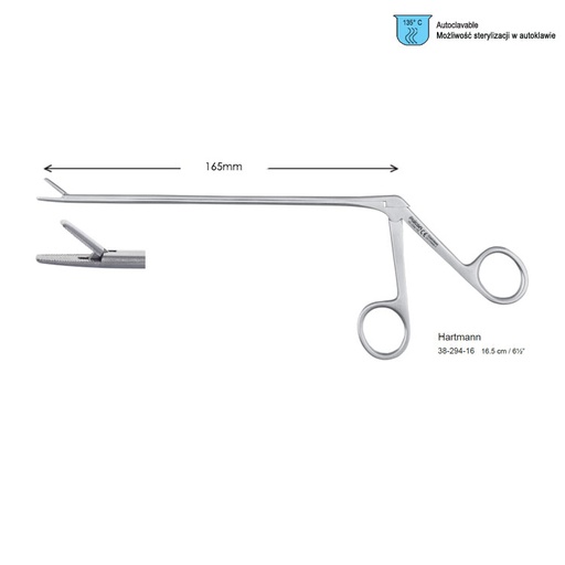 [FO.340.160] Forceps aural Hartmann serrated 160mm shaft